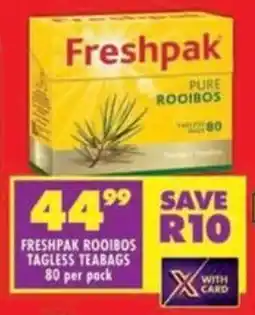 Freshpak rooibos tagless teabags