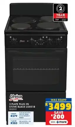Russells Univa 3 plate plug in stove black offer