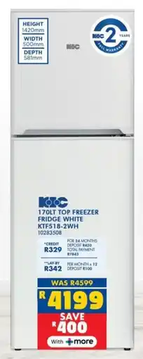 Russells KIC Top freezer fridge white offer