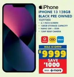 Russells iPhone 13 128GB black pre owned 10297000 offer