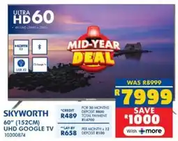 Russells Skyworth 60" (152cm) uhd google tv offer