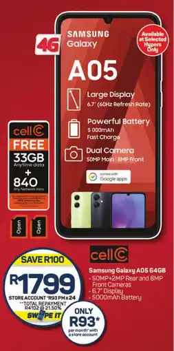 Pick n Pay Hypermarket Samsung Galaxy A05 64GB offer