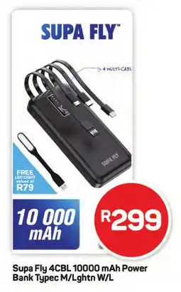 Pick n Pay Hypermarket Supa Fly 4CBL 10000 mAh Power Bank Typec M/Lghtn W/L offer