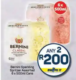 Pick n Pay Bernini Sparkling Spritzer Assorted 6 x 500ml Cans offer