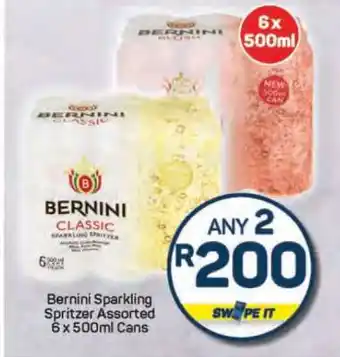 Pick n Pay Bernini Sparkling Spritzer Assorted 6 x 500ml Cans offer