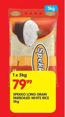 Shoprite SPEKKO LONG GRAIN PARBOILED WHITE RICE 5kg offer
