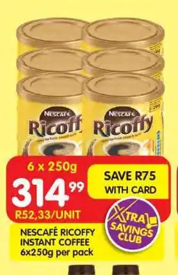 Shoprite NESCAFÉ RICOFFY INSTANT COFFEE 6x250g per pack offer