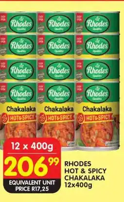Shoprite RHODES HOT & SPICY CHAKALAKA 12x400g offer