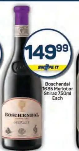 Pick n Pay Boschendal 1685 Merlot or Shiraz 750ml offer