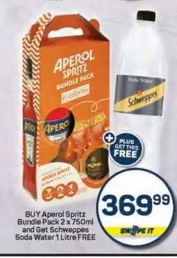 Pick n Pay Aperol Spritz Bundle Pack 2 x 750ml and Schweppes Soda Water 1 Litre offer