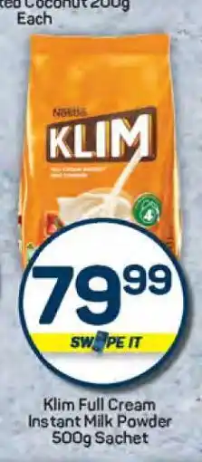 Pick n Pay Klim Full Cream Instant Milk Powder 500g Sachet offer