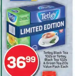 Pick n Pay Tetley Black Tea 102s or Tetley Black Tea 102s & Green Tea 20s Value Pack Each offer