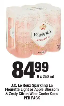 OK Liquor J.C. Le Roux Sparkling La Fleurette Light or Apple Blossom & Zesty Citrus Wine Cooler Cans offer