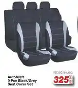 AutoZone Auto Kraft 9Pce Black/Grey Seat Cover Set FED.SC1842BG-Per Set offer