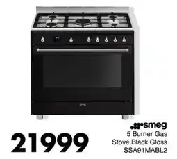 Save Hyper Smeg 5 Burner Gas Stove Black Gloss offer