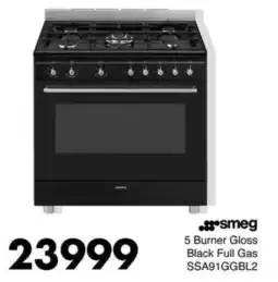 Save Hyper Smeg 5 Burner Gloss Black Full Gas offer