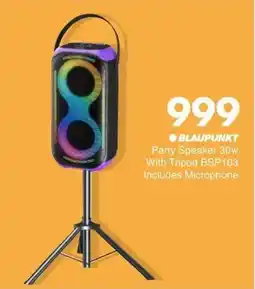 BLAUPUNKT Party Speaker 30w With Tripod BSP103 Includes Microphone