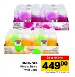 Jumbo SMIRNOFF Pine or Berry Twist Cans offer