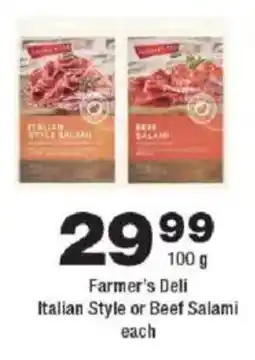 OK Foods Farmer's Deli Italian Style or Beef Salami offer