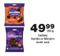 OK Foods Cadbury Tumbles or Whispers offer