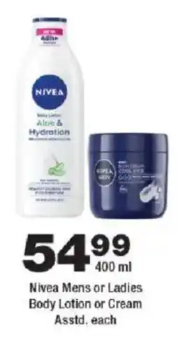 OK Foods Nivea Mens or Ladies Body Lotion or Cream offer
