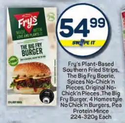 Pick n Pay Hypermarket Fry's Plant-Based Southern Fried Strips, The Big Fry Boerie, Spices No-Chick'n Pieces, Original No- Chick'n Pieces offer