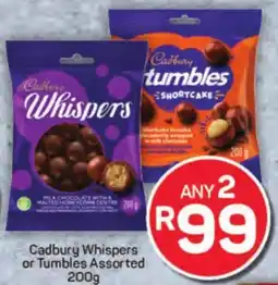 Pick n Pay Hypermarket Cadbury Whispers or Tumbles Assorted offer