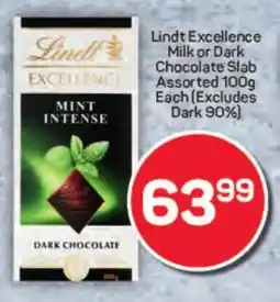 Pick n Pay Hypermarket Lindt Excellence Milk or Dark Chocolate Slab Assorted offer