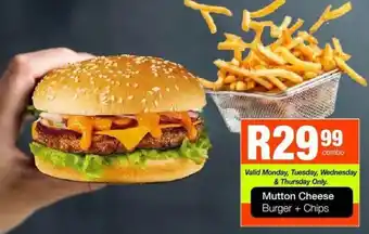 Take 'n Pay Mutton Cheese Burger + Chips offer