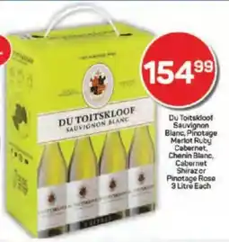 Pick n Pay Liquor Du Toitskloof Sauvignon Blanc, Pinotage Merlot Ruby Cabernet, Chenin Blanc, Cabernet Shiraz or Pinotage Rose offer
