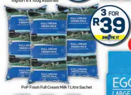 Pick n Pay Hypermarket PnP Fresh Full Cream Milk 1 Litre Sachet offer