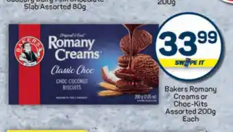 Pick n Pay Bakers Romany Creams or Choc-Kits Assorted 200g Each offer