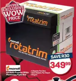 Pick n Pay Hypermarket Mondi Rotatrim A4 Multi-Purpose White Photocopy Paper Box offer