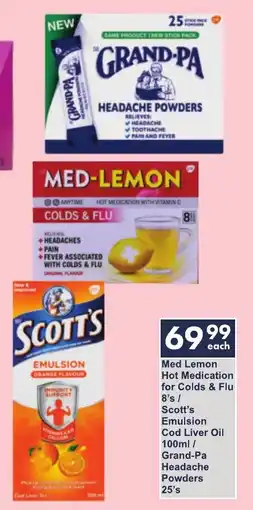 President Hyper Med Lemon Hot Medication for Colds & Flu/ Scott's Emulsion Cod Liver Oil/ Grand-Pa Headache Powders offer