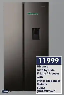 President Hyper Hisense Side by Side Fridge/Freezer with Water Dispenser Metallic offer