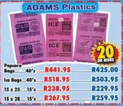 DB Cash And Carry ADAMS Plastics Popcorn Bags offer