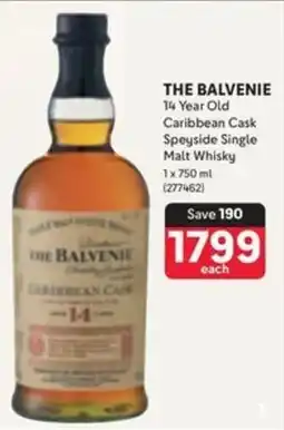 Makro’s liquor THE BALVENIE 14 Year Old Caribbean Cask Speyside Single Malt Whisky offer