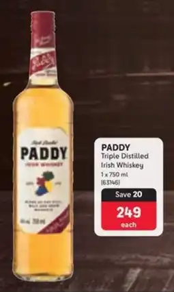 Makro’s liquor PADDY Triple Distilled Irish Whiskey offer