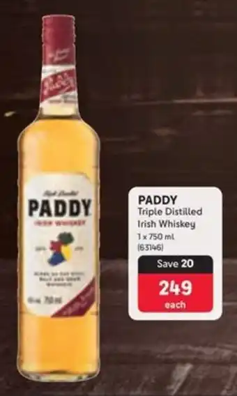 Makro’s liquor PADDY Triple Distilled Irish Whiskey offer