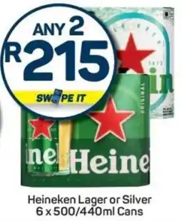 Pick n Pay Heineken Lager or Silver Cans offer