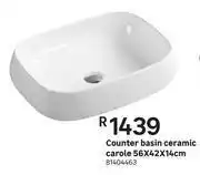 Counter Basin Ceramic Carole 56 x 42 x 14cm