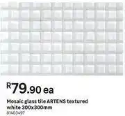 Leroy Merlin Artens Textured Mosaic Glass Tile White-300 x 300mm Each offer