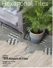 Leroy Merlin Hexagon Tile Ceramic Cement Malta-220 x 250mm Per Pack Of 3 Tiles offer