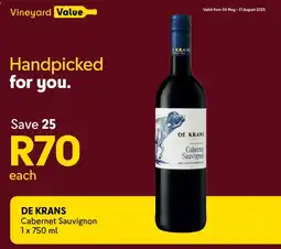 Makro’s liquor DE KRANS Cabernet Sauvignon offer