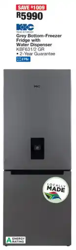 OK Furniture KIC Grey Bottom-Freezer Fridge with Water Dispenser offer