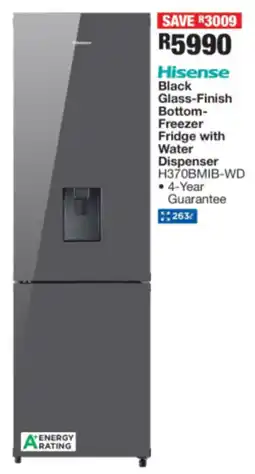 OK Furniture Hisense Black Glass-Finish Bottom- Freezer Fridge with Water Dispenser offer