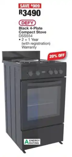 OK Furniture DEFY Black 4-Plate Compact Stove offer