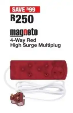 OK Furniture Magneto 4-Way Red High Surge Multiplug offer