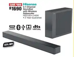OK Furniture Hisense 2.1-Channel Soundbar with Wireless Subwoofer offer