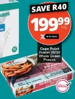 Checkers Cape Point Frozen Whole Queen Prawns offer